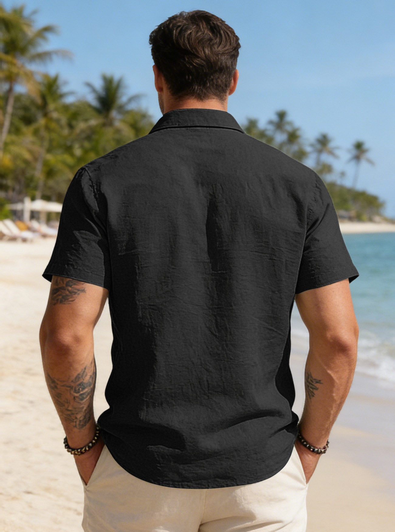 Men's Blend Short Sleeve Casual Button Down Shirt