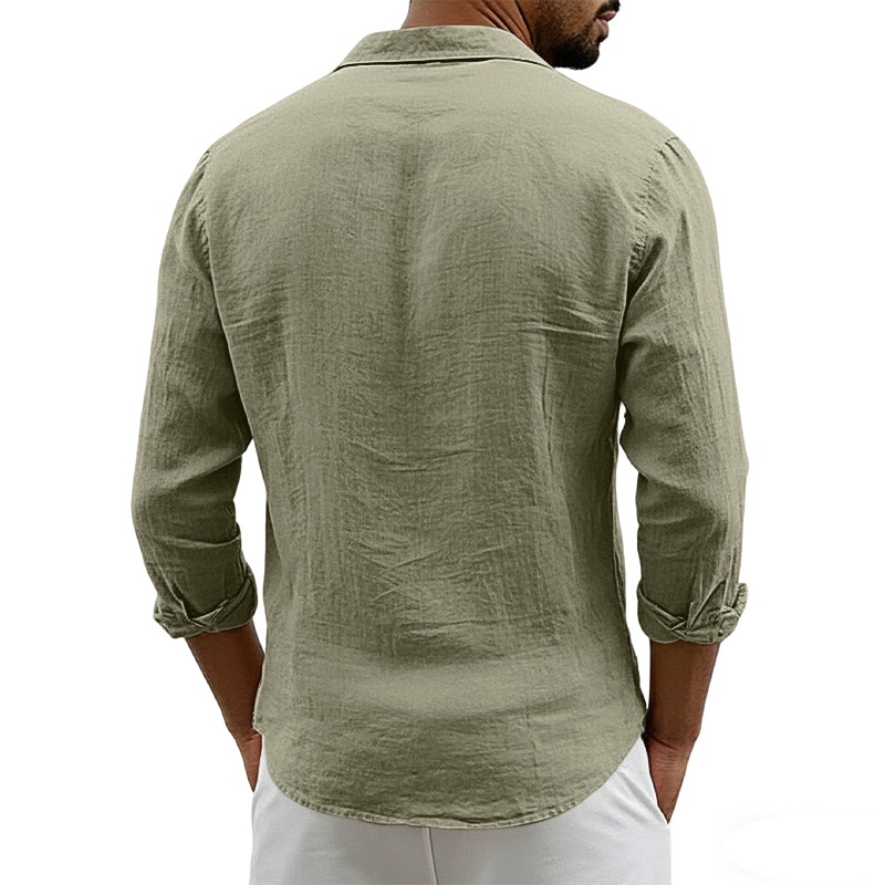 Men's Casual Button Down Shirt Long Sleeve Beach Top