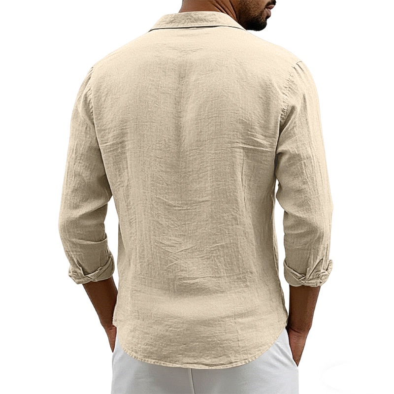 Men's Casual Button Down Shirt Long Sleeve Beach Top