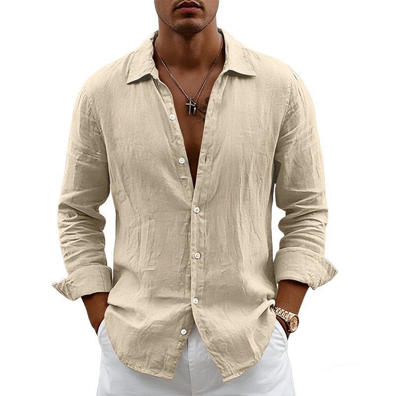 Men's Casual Button Down Shirt Long Sleeve Beach Top
