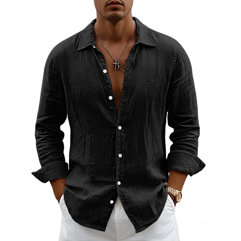 Men's Casual Button Down Shirt Long Sleeve Beach Top