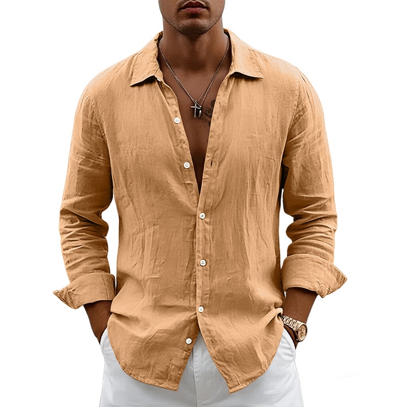 Men's Casual Button Down Shirt Long Sleeve Beach Top