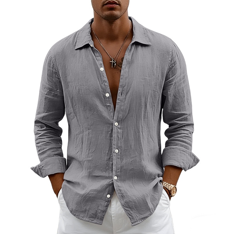 Men's Casual Button Down Shirt Long Sleeve Beach Top