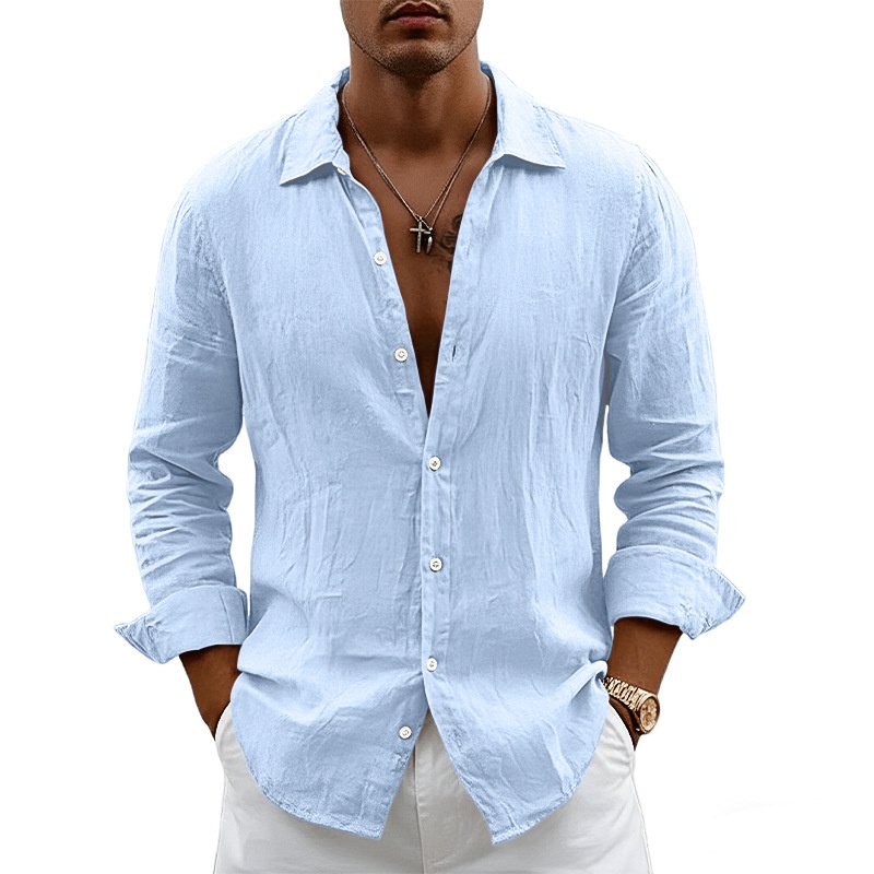 Men's Casual Button Down Shirt Long Sleeve Beach Top