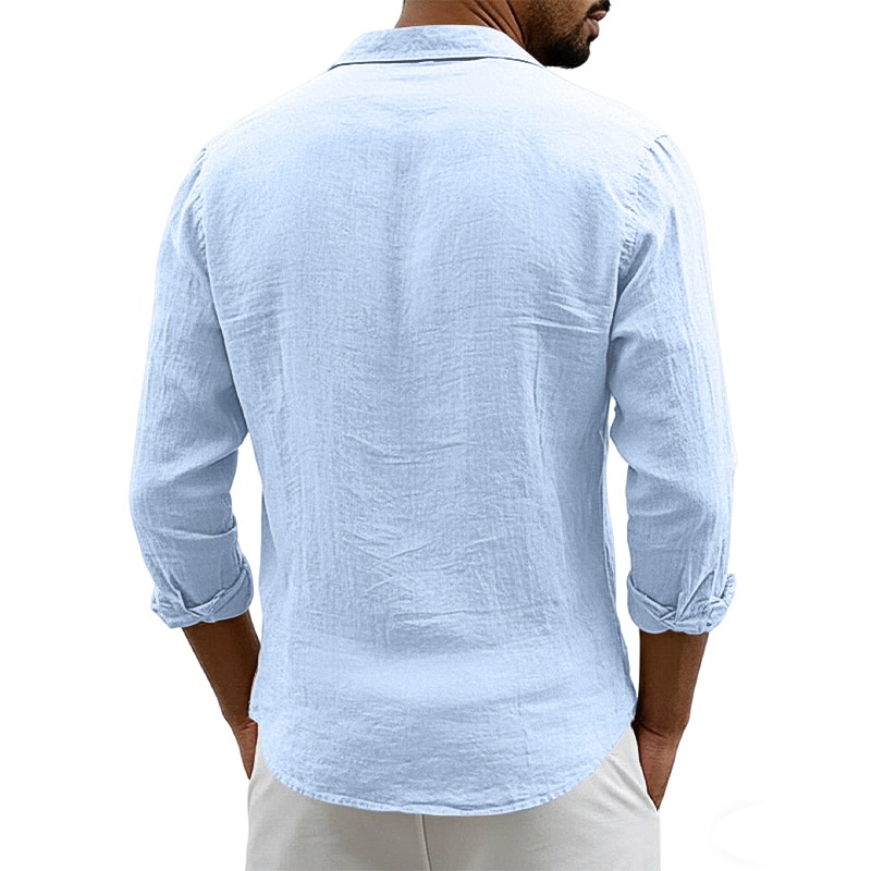 Men's Casual Button Down Shirt Long Sleeve Beach Top