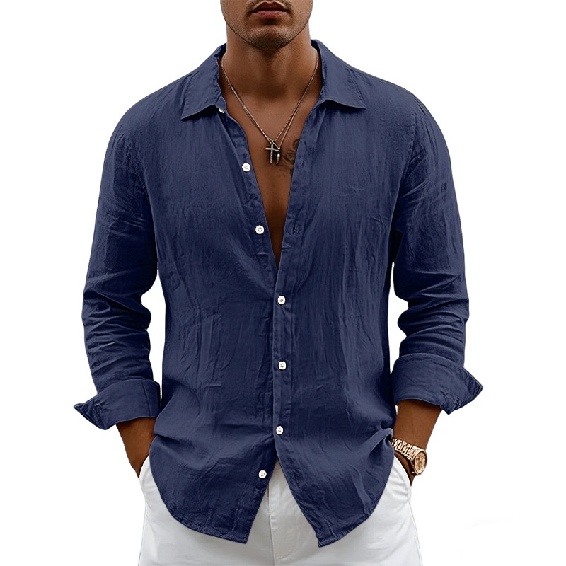 Men's Casual Button Down Shirt Long Sleeve Beach Top