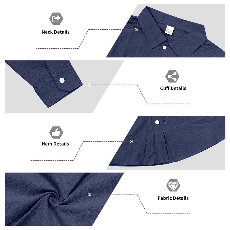 Men's Cotton Button Down Shirt - Casual Beach & Summer