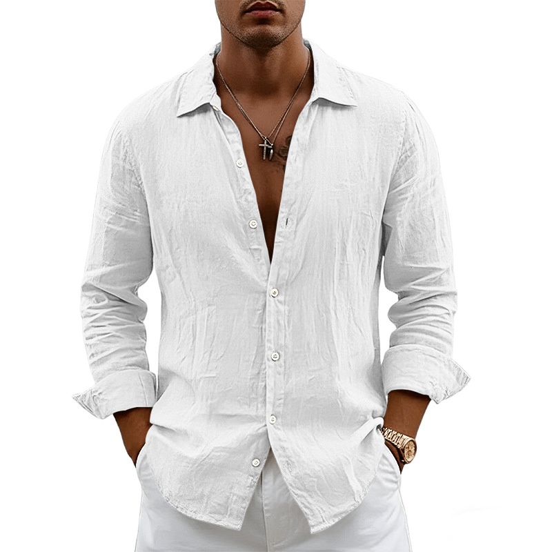Men's Casual Button Down Shirt Long Sleeve Beach Top
