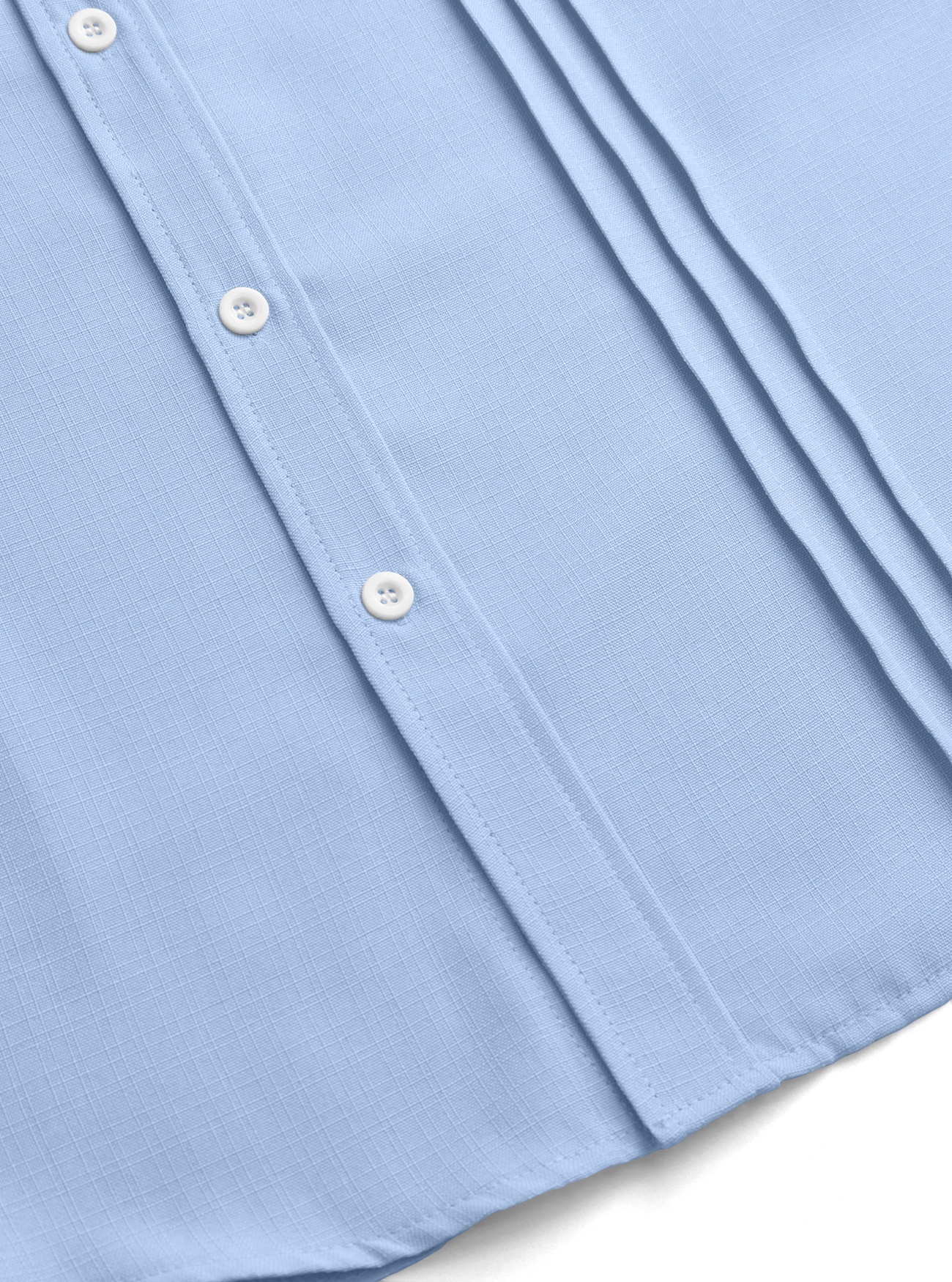 Men's Band Collar Pleated Casual Shirt Long Sleeve