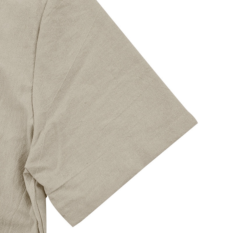 Men's Casual Blend Short Sleeve Band Collar Shirt