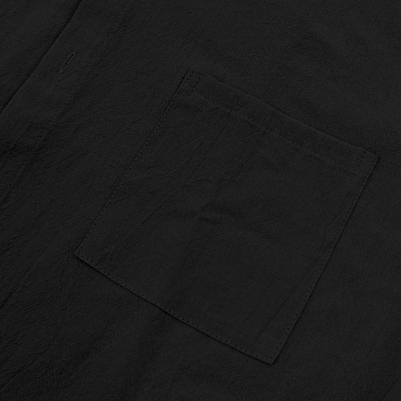 Men's Casual Blend Short Sleeve Band Collar Shirt