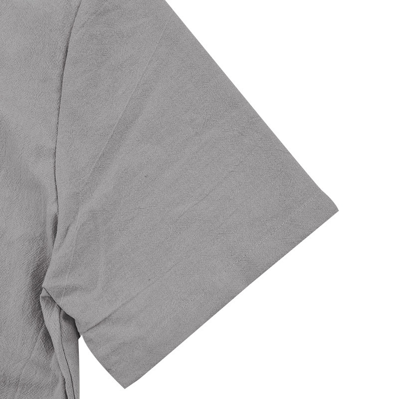 Men's Casual Blend Short Sleeve Band Collar Shirt