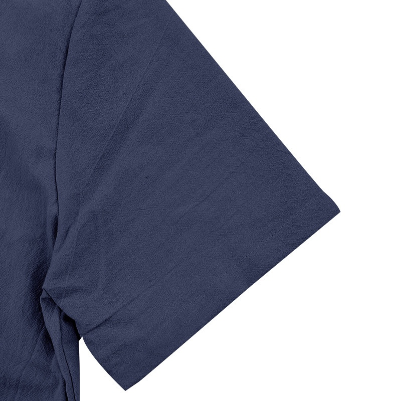 Men's Casual Blend Short Sleeve Band Collar Shirt