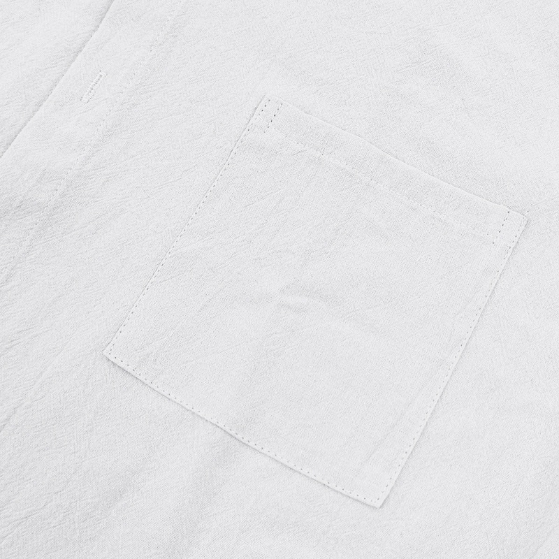 Men's Casual Blend Short Sleeve Band Collar Shirt