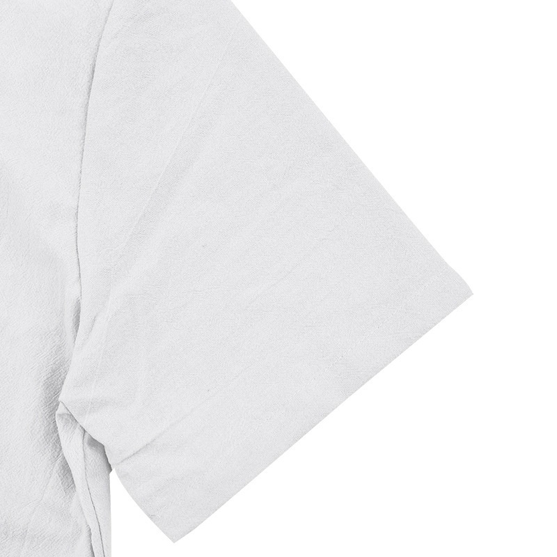 Men's Casual Blend Short Sleeve Band Collar Shirt