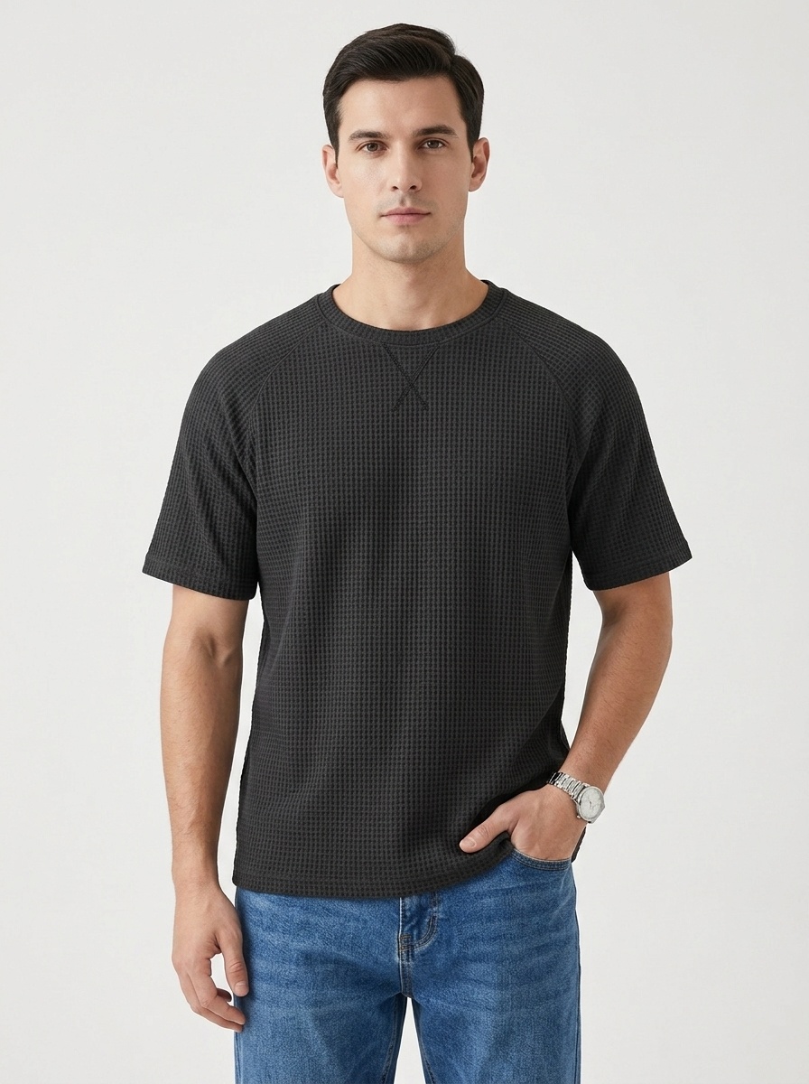 Men's Waffle Knit Short Sleeve Raglan T-Shirt