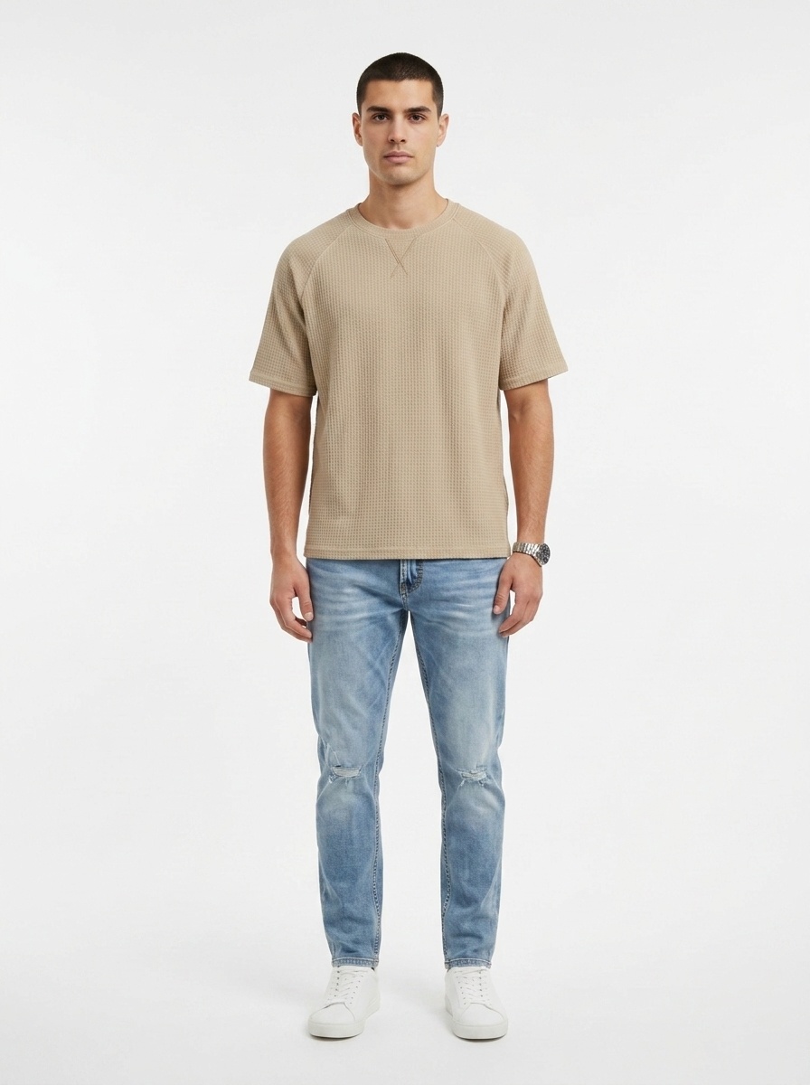 Men's Waffle Knit Short Sleeve Raglan T-Shirt