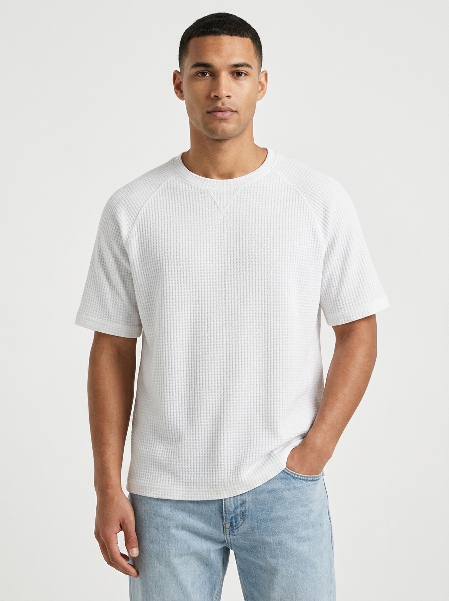 Men's Waffle Knit Short Sleeve Raglan T-Shirt