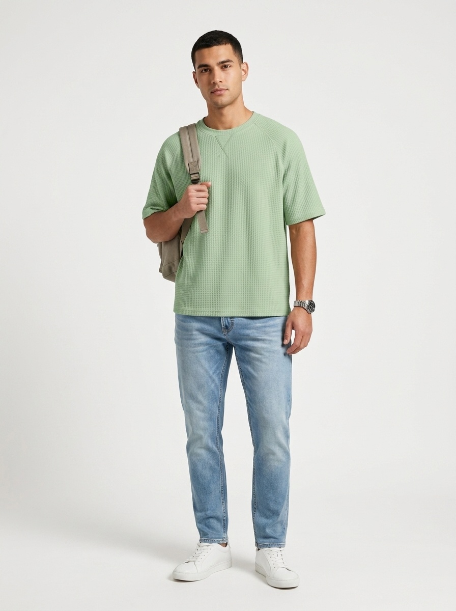 Men's Waffle Knit Short Sleeve Raglan T-Shirt