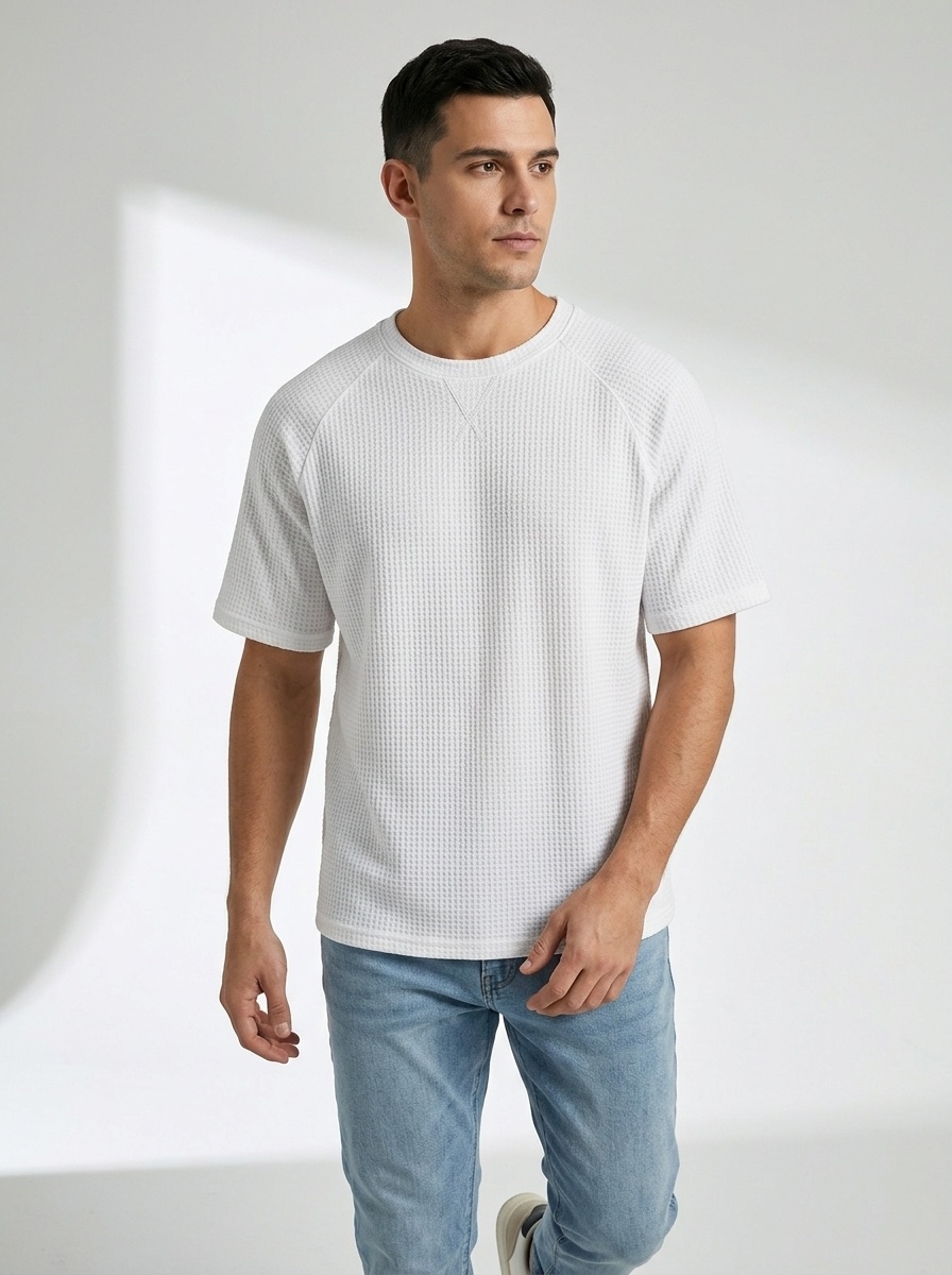 Men's Waffle Knit Short Sleeve Raglan T-Shirt
