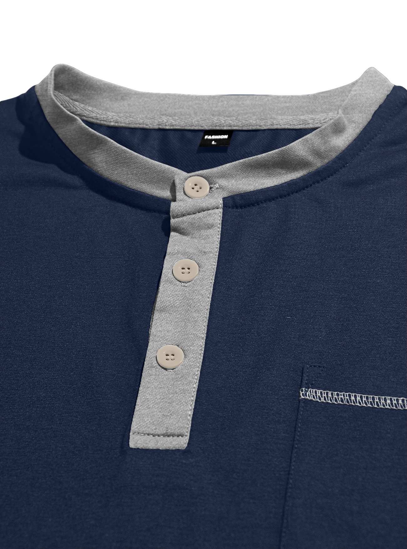 Men's Casual Henley Shirt - Short Sleeve Contrast Collar Tee