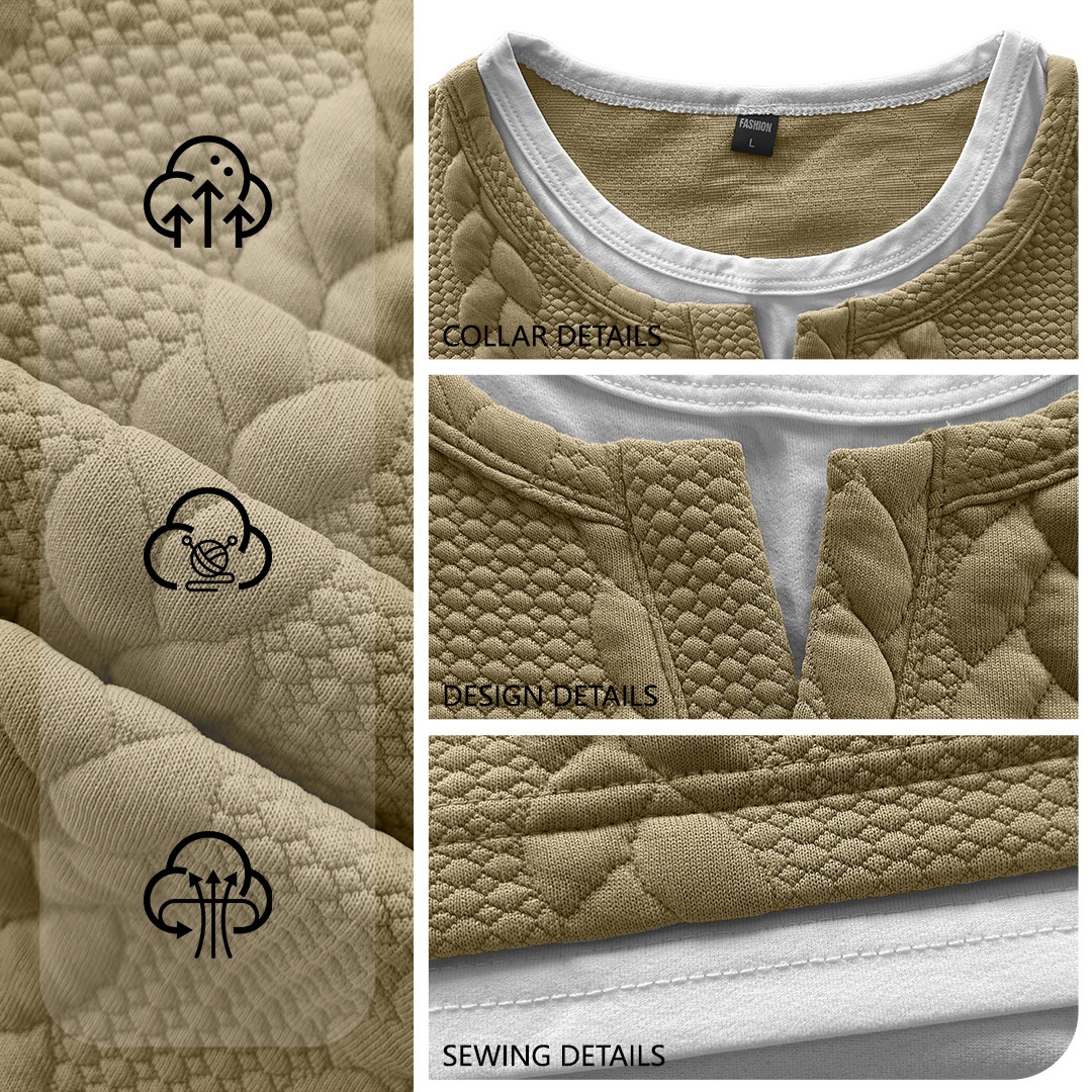 Men's Cable Knit V-Neck T-Shirt - Short Sleeve Casual Top