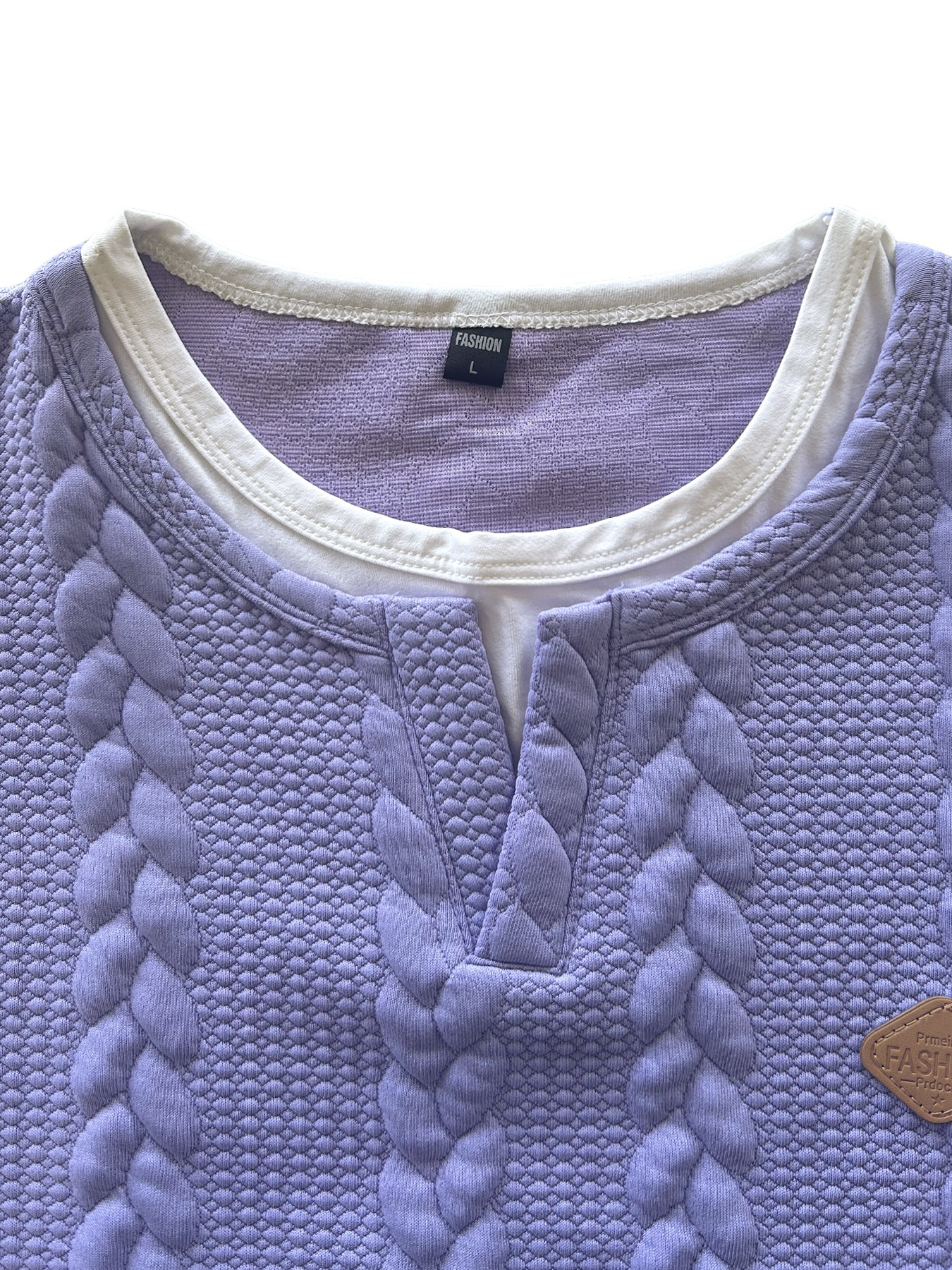 Men's Cable Knit V-Neck T-Shirt - Short Sleeve Casual Top