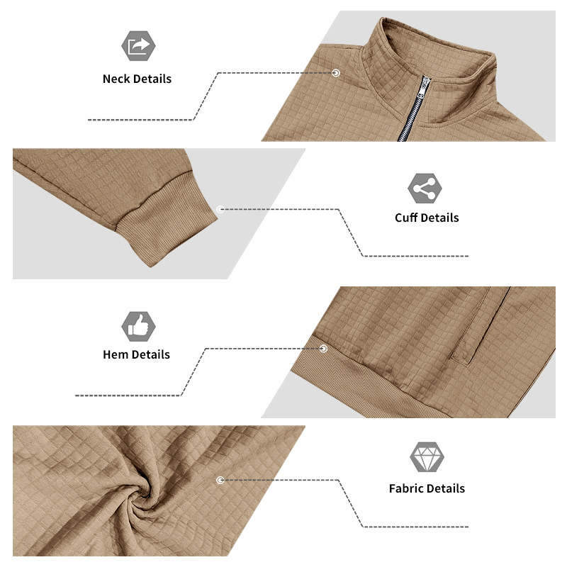 Men's Vintage Casual Waffle Knit Half-Zip Sweatshirt