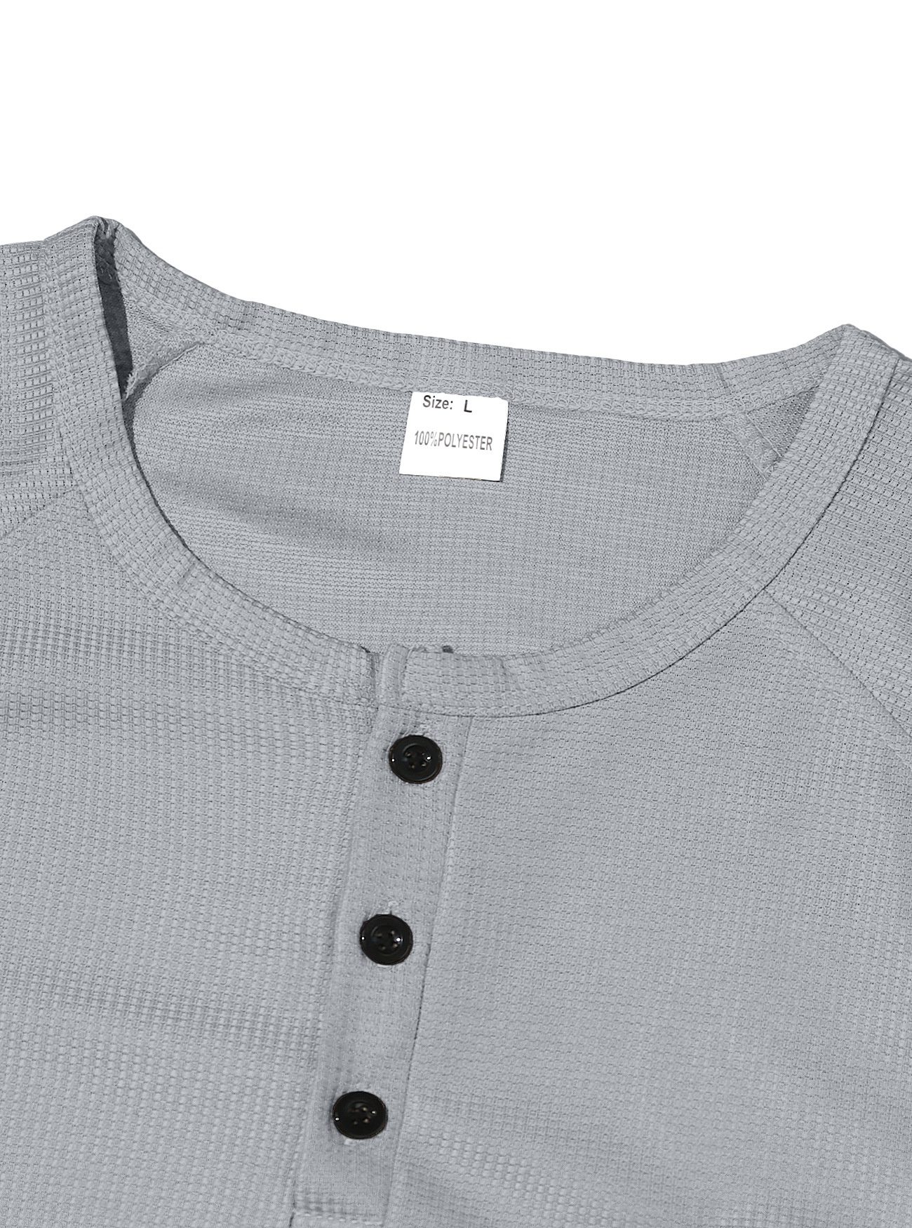 Waffle Knit Henley Shirt Long Sleeve Casual Top for Men