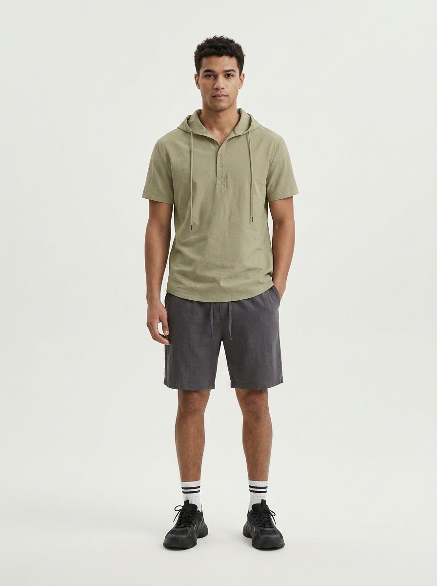 Men's Short Sleeve Hooded Polo Shirt