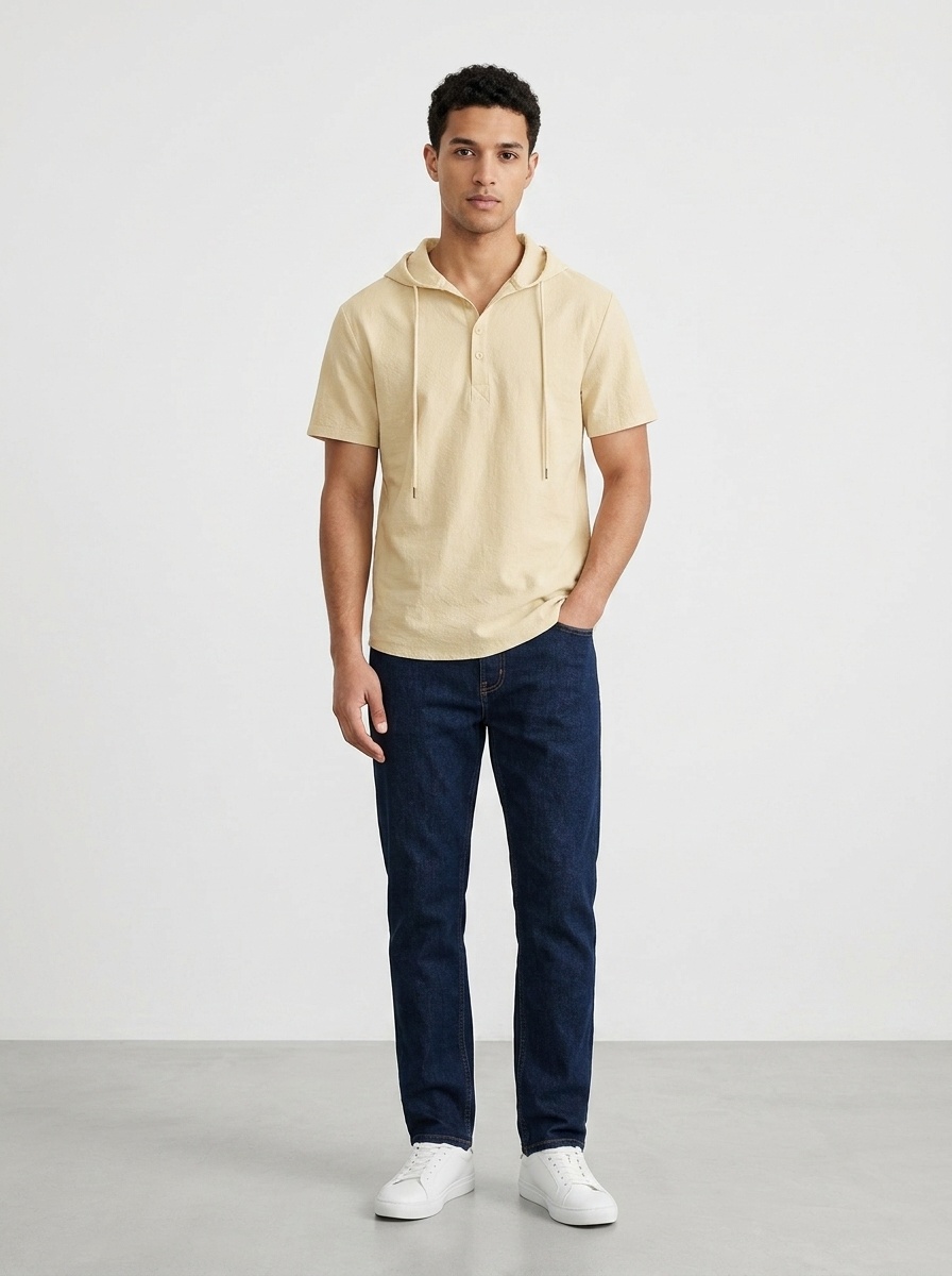 Men's Short Sleeve Hooded Polo Shirt