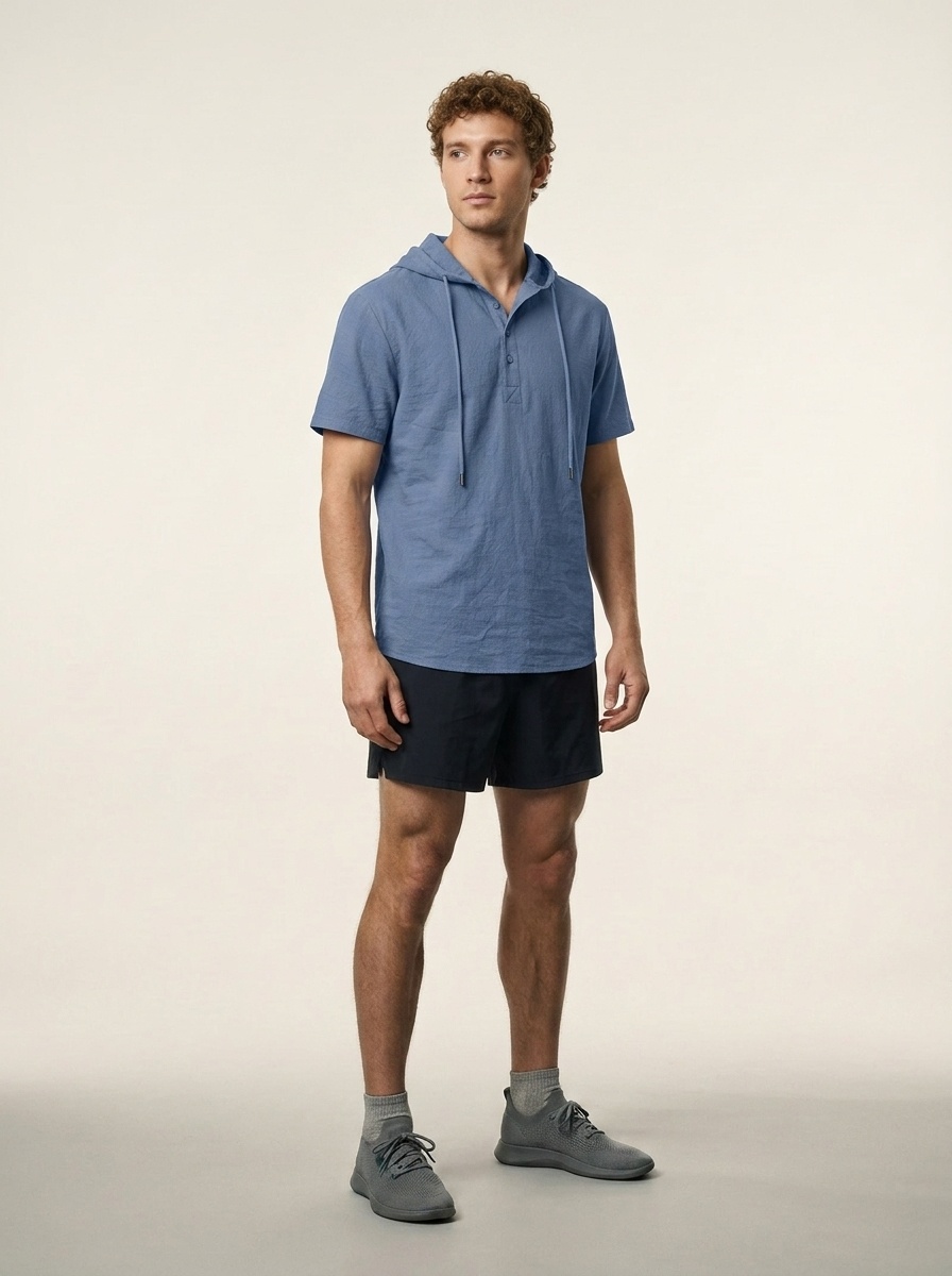 Men's Short Sleeve Hooded Polo Shirt