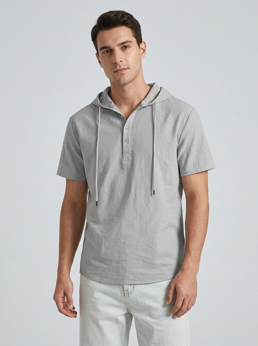 Men's Short Sleeve Hooded Polo Shirt