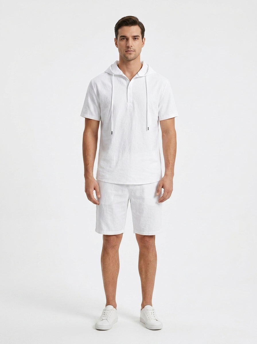 Men's Short Sleeve Hooded Polo Shirt