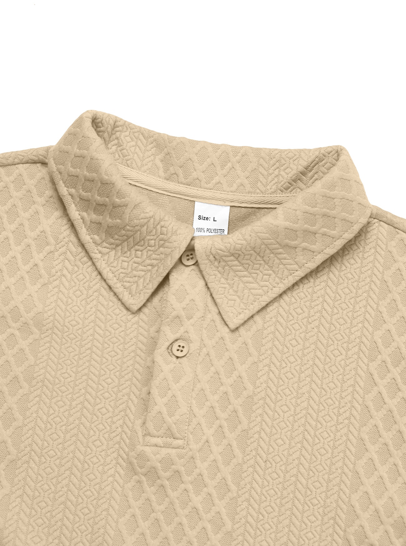 Men's Textured Long Sleeve Polo Shirt