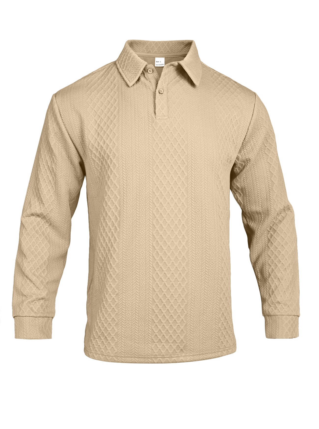 Men's Textured Long Sleeve Polo Shirt