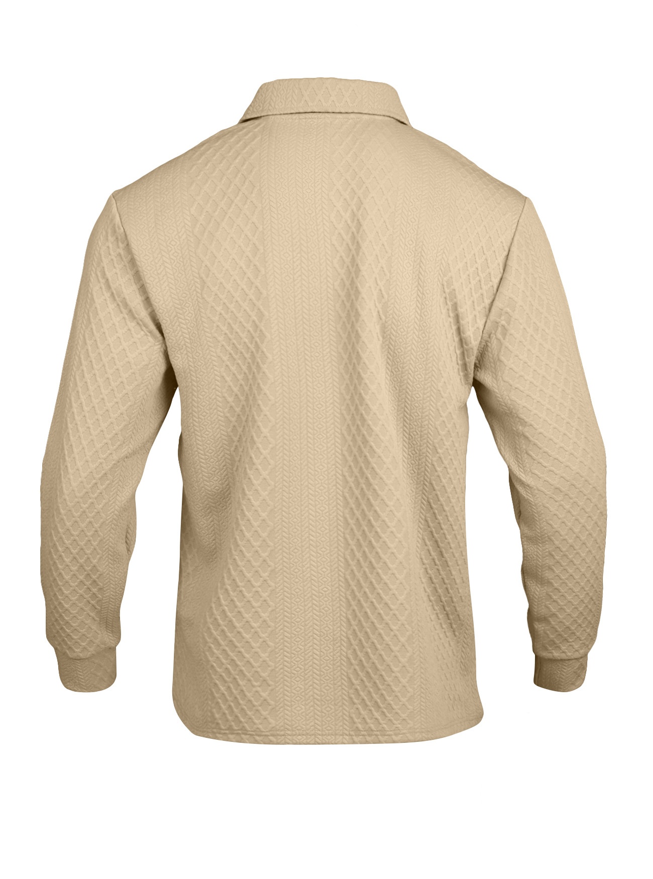 Men's Textured Long Sleeve Polo Shirt
