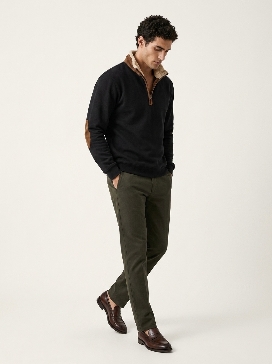 Men's Quarter Zip Sherpa Collar Sweatshirt