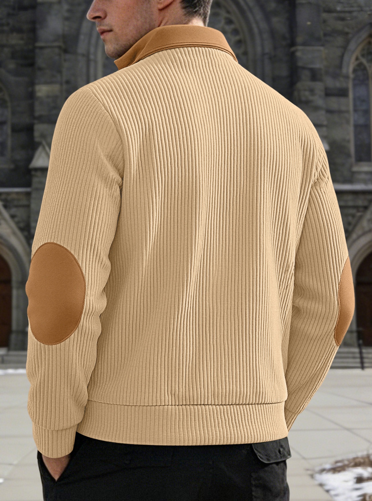 Men's Ribbed Quarter-Zip Pullover Sweater