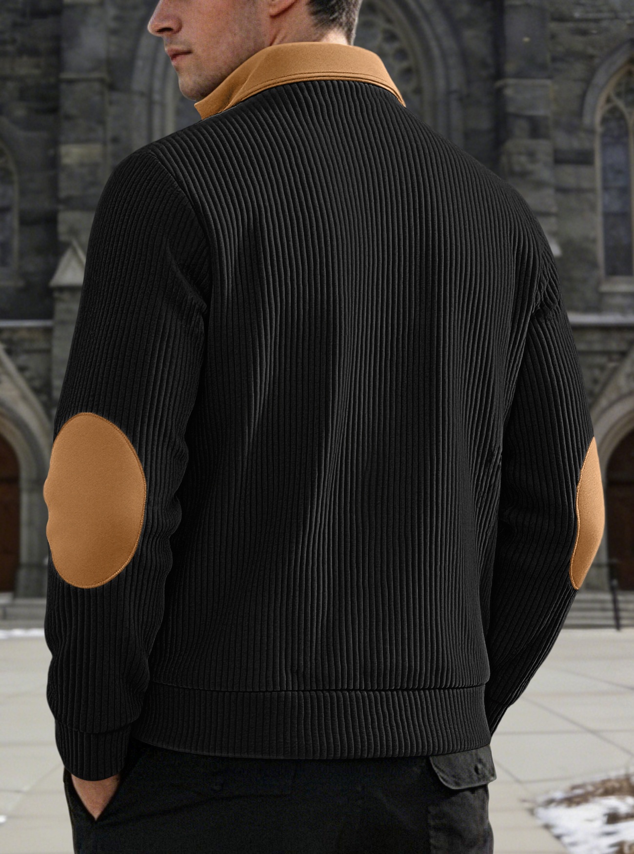 Men's Ribbed Quarter-Zip Pullover Sweater
