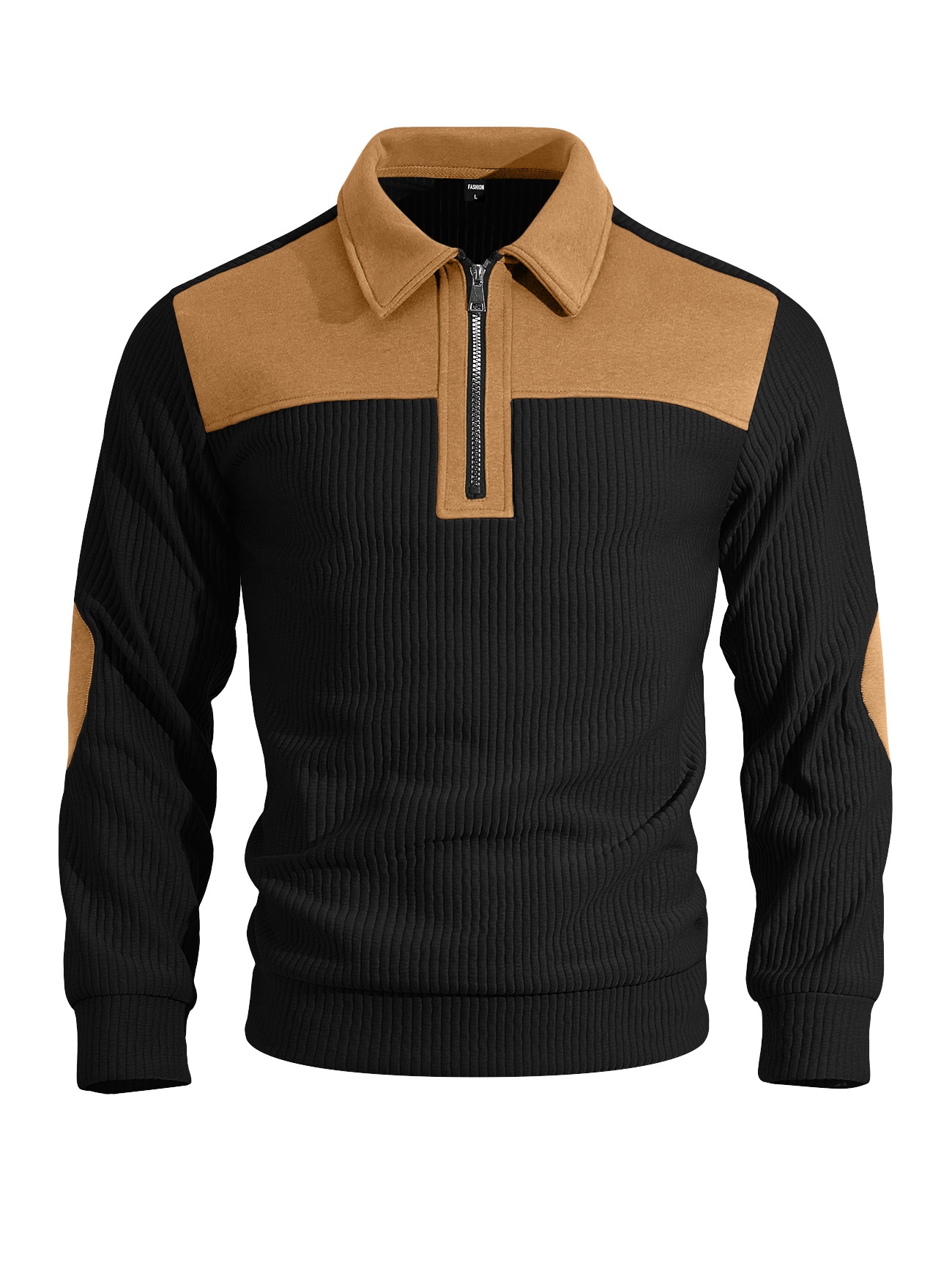 Men's Ribbed Quarter-Zip Pullover Sweater