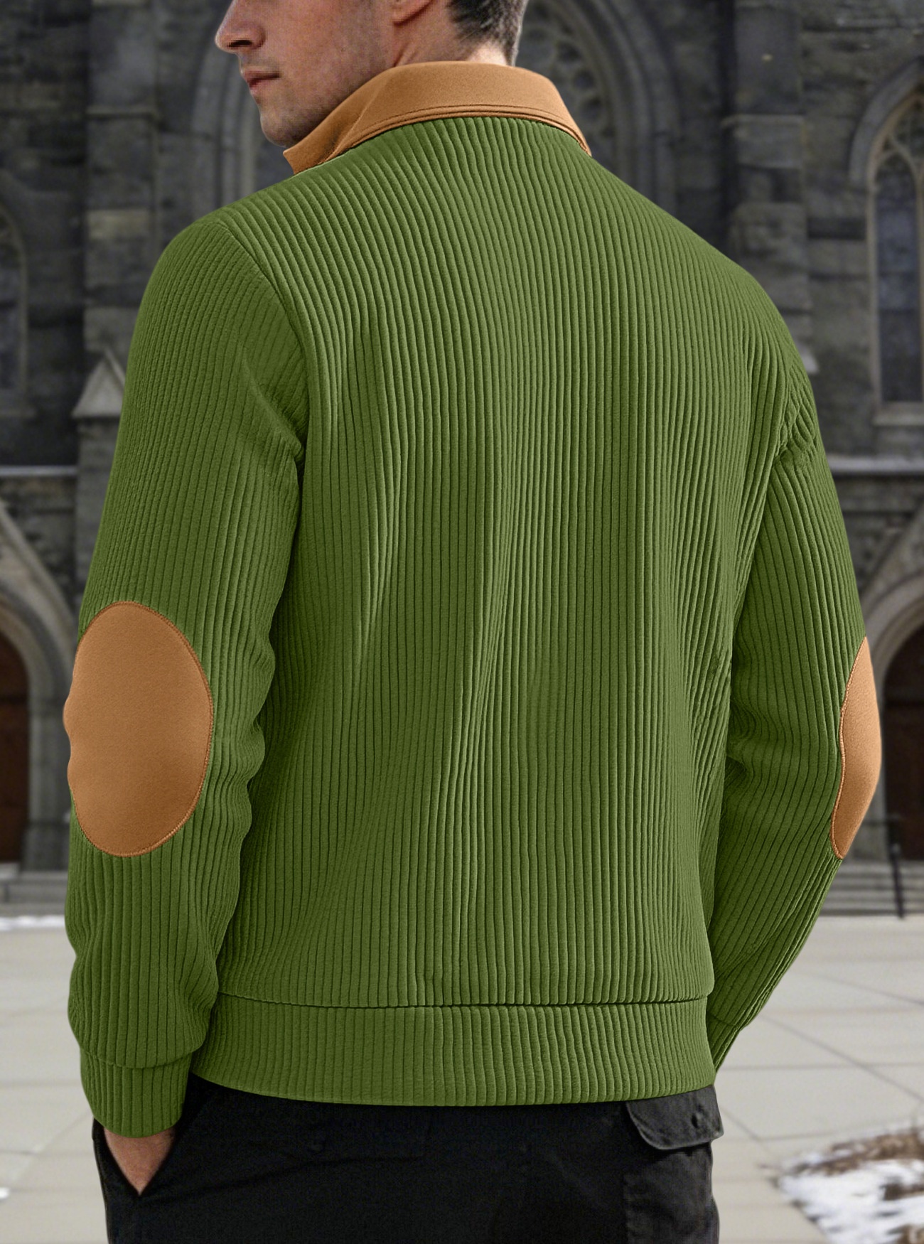 Men's Ribbed Quarter-Zip Pullover Sweater