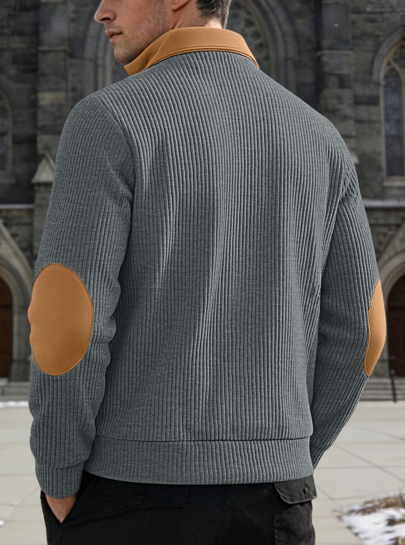 Men's Ribbed Quarter-Zip Pullover Sweater