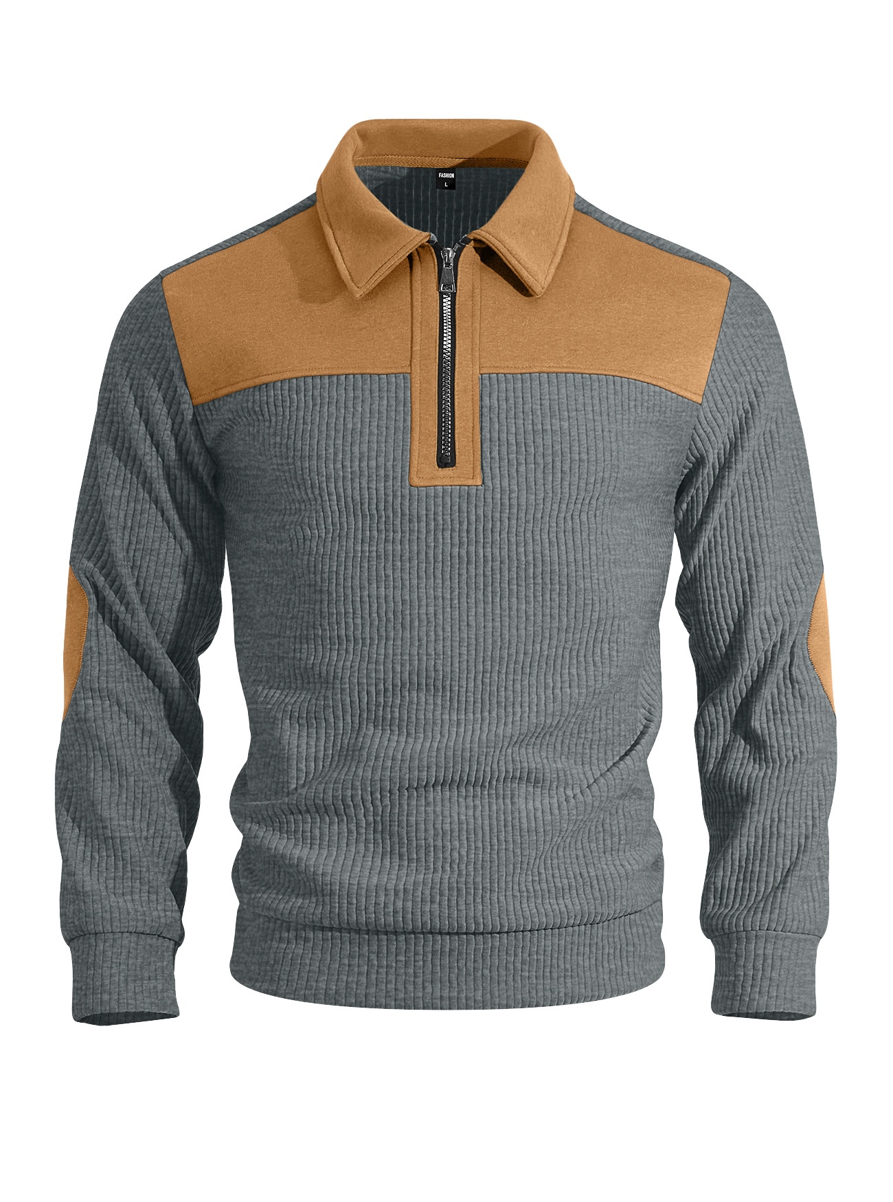 Men's Ribbed Quarter-Zip Pullover Sweater