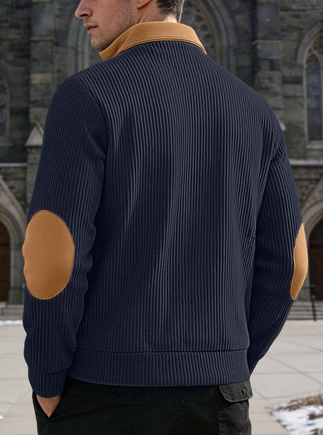 Men's Ribbed Quarter-Zip Pullover Sweater