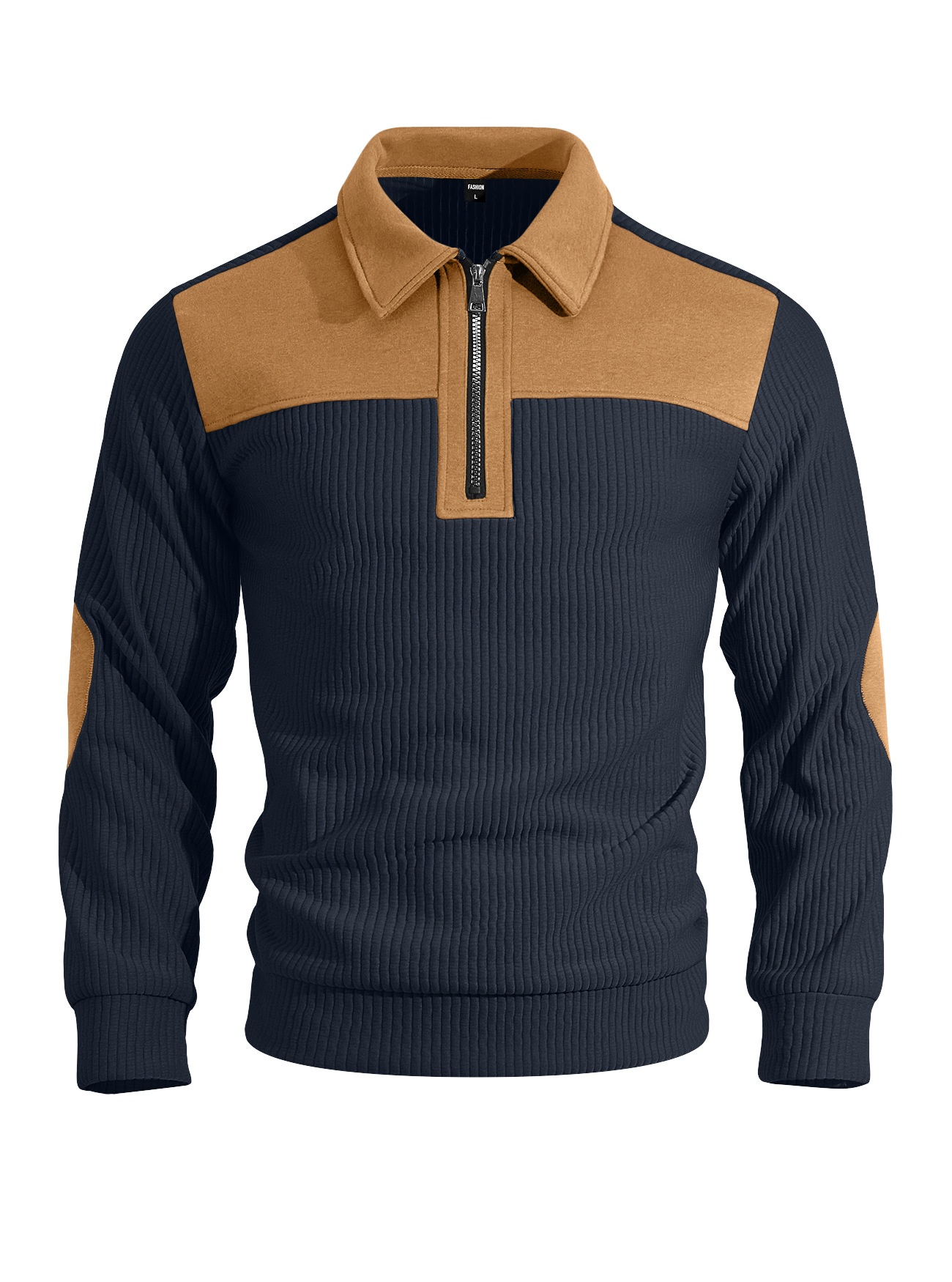 Men's Ribbed Quarter-Zip Pullover Sweater