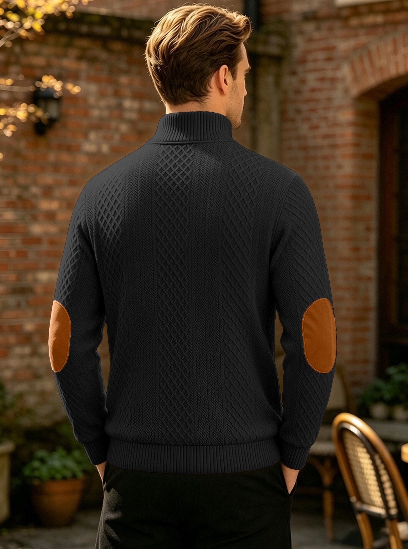 Men's Button-Placket Knit Pullover Sweater