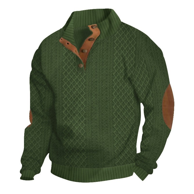 Men's Button-Placket Knit Pullover Sweater
