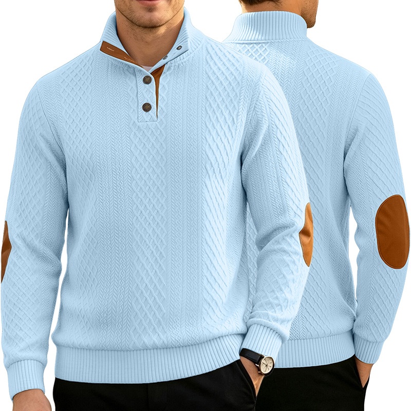 Men's Button-Placket Knit Pullover Sweater