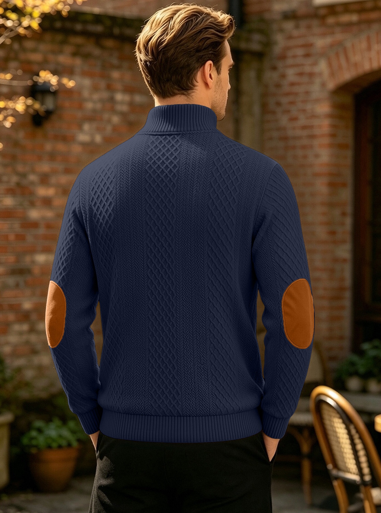 Men's Button-Placket Knit Pullover Sweater